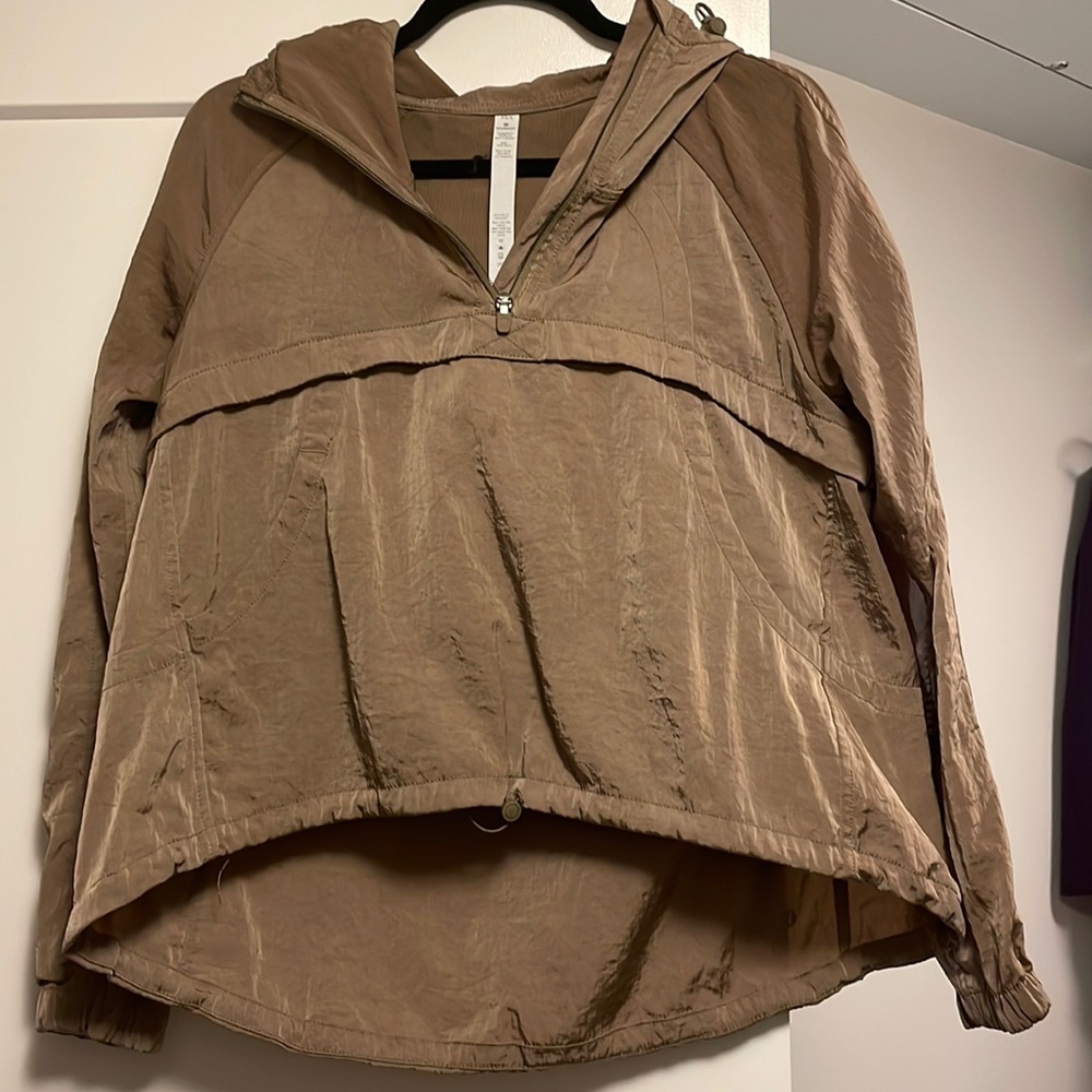LuluLemon Seek Vistas Brown 1/2 Zip Nylon Hoodie Pullover Jacket